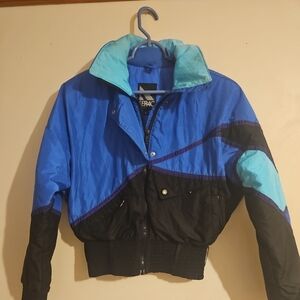 Serac VTG Womens Ski Jacket Coat Snow Board Color Block Winter Zip Blue/Black